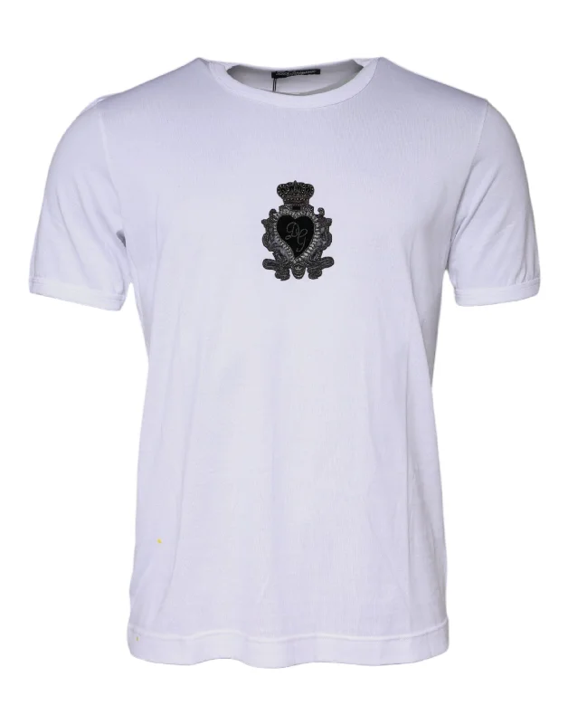 Dolce & Gabbana  Logo Heart Cotton Crew Neck Men's T-shirt (Pre-Owned)