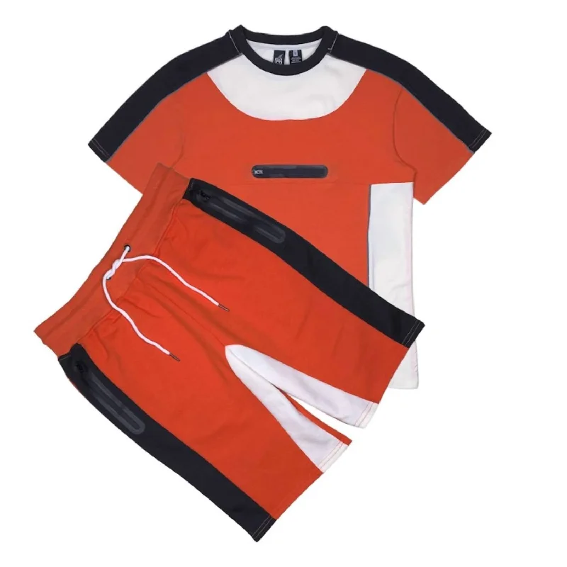Men's Tee And Short Set In Orange