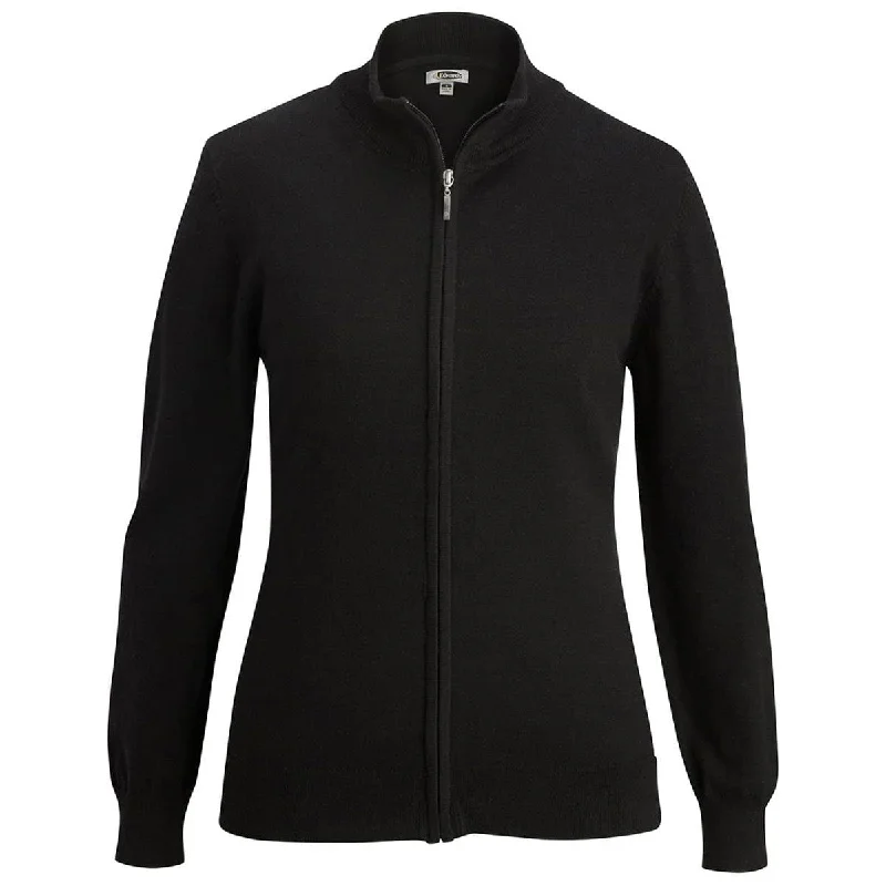 Edwards Women's Black Full-Zip Cotton Cardigan