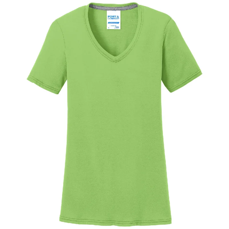 Port & Company Women's Lime Performance Blend V-Neck Tee