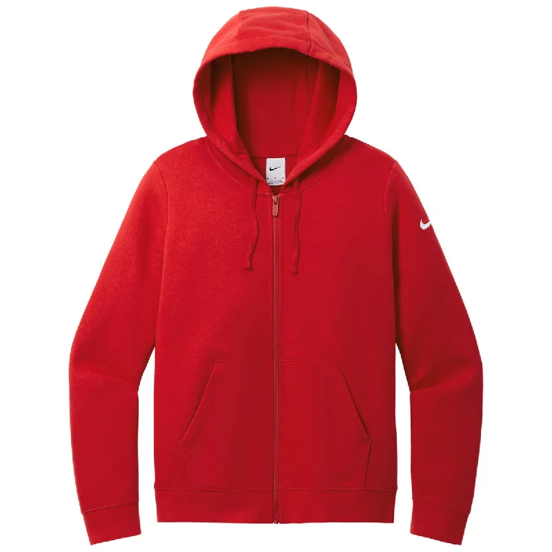 Nike Women's University Red Club Fleece Sleeve Swoosh Full-Zip Hoodie