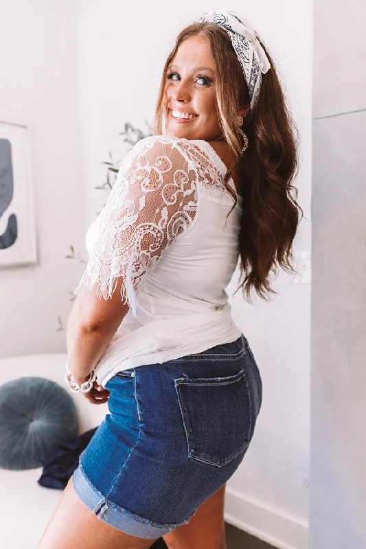 Elegant Cozy V-neck White Lace Top