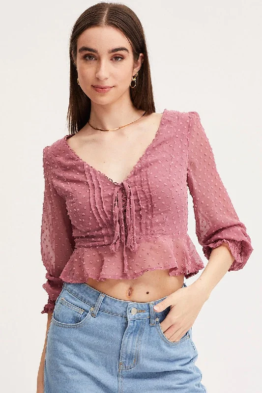 Pink Peplum Top Crop