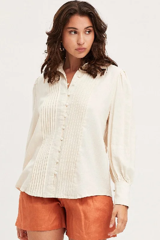 White Shirt Top Long Sleeve Collared