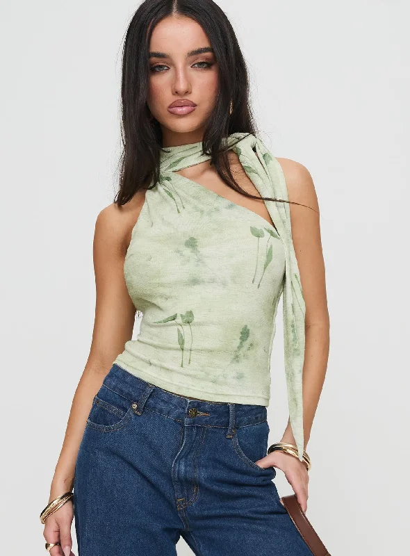 Anderstone Neck Tie Top Green