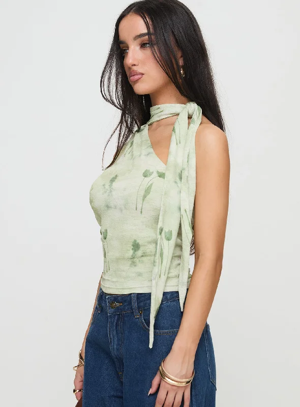 Anderstone Neck Tie Top Green