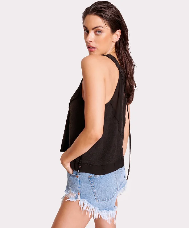 BLACK ACID LACE CHARLESTON TOP