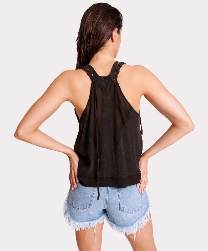 BLACK ACID LACE CHARLESTON TOP