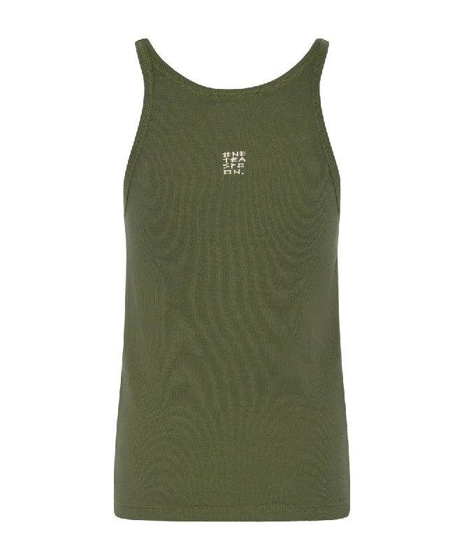 BURNT OLIVE ONE TEASPOON LOGO SINGLET