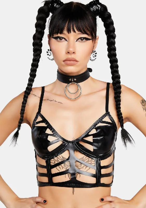 Dark Skeletoria Cut-Out Bustier Top