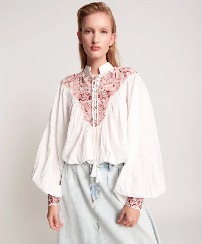 DESERT FLORAL EMBROIDERED GYPSY TOP