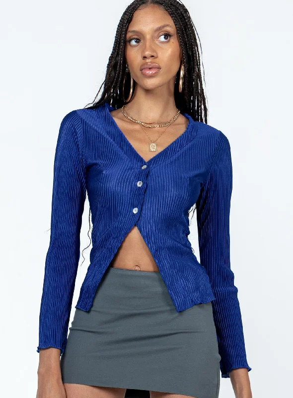 Gowan Long Sleeve Plisse Top Blue