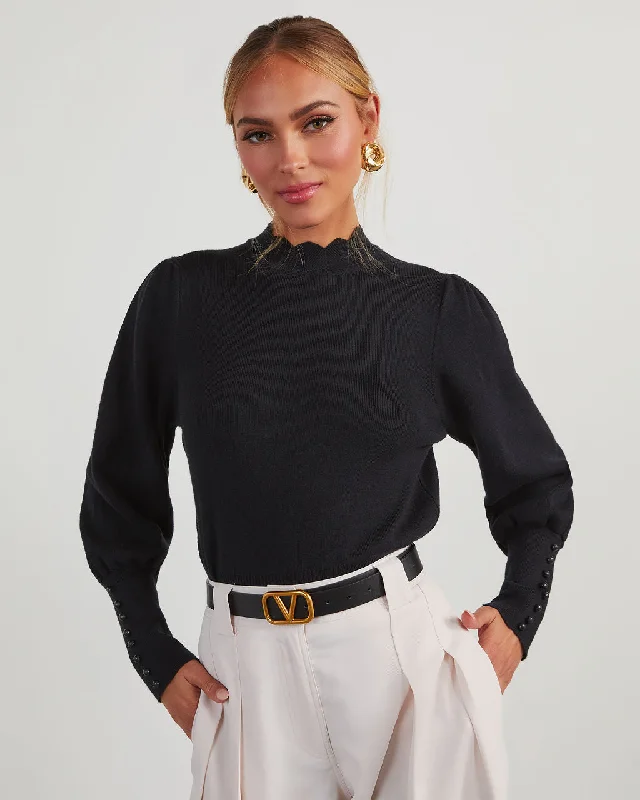 Humphrey Scalloped Mock Neck Sweater