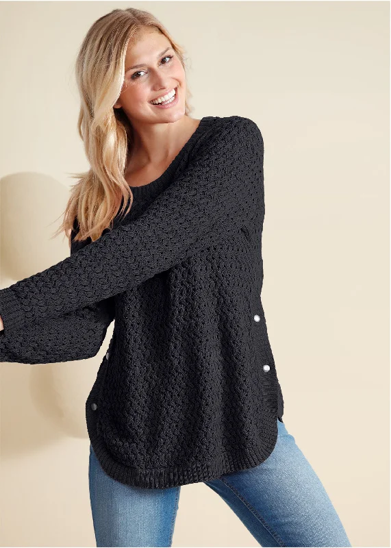 Button detail sweater - Black