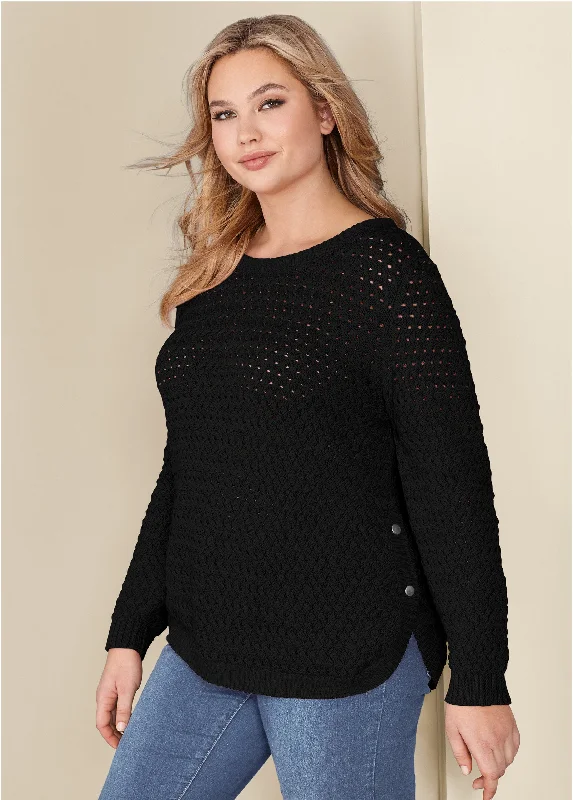 Button detail sweater - Black