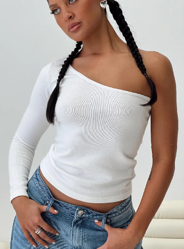 Moniz One Shoulder Top White