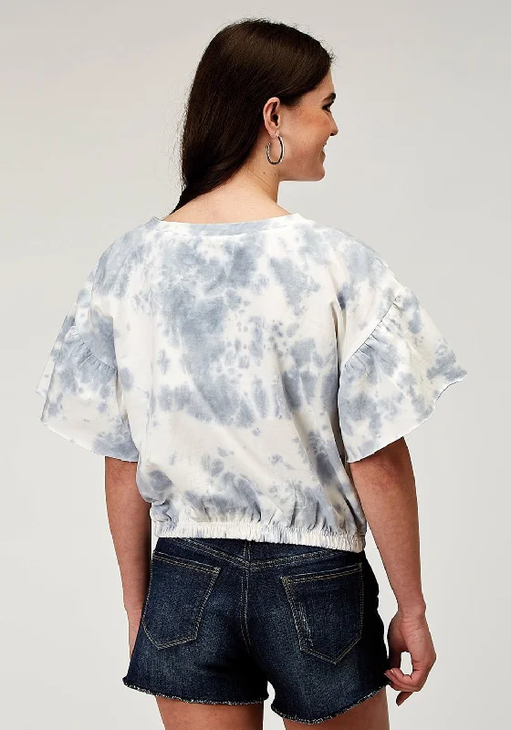 Roper Womens Tie Dye French Terry Blue 100% Cotton S/S T-Shirt