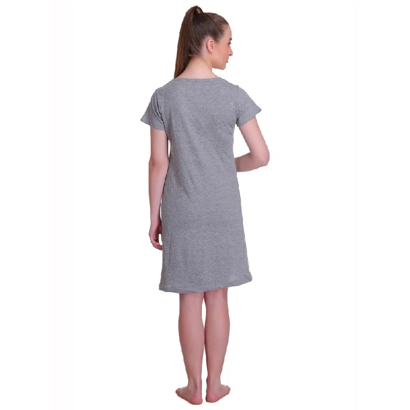 T.T. Women Half Sleeves 3/4Th Gown - Grey