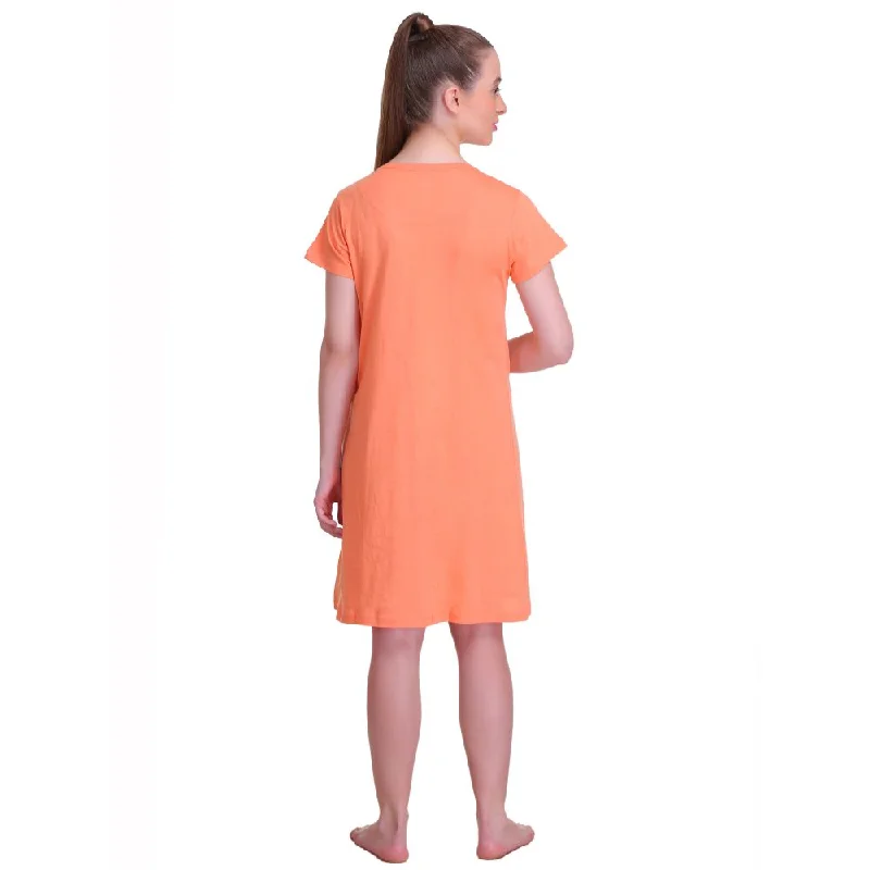 T.T. Women Half Sleeves 3/4Th Gown - Orange