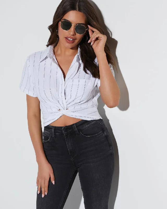 Valentina Linen Short Sleeve Crop Top